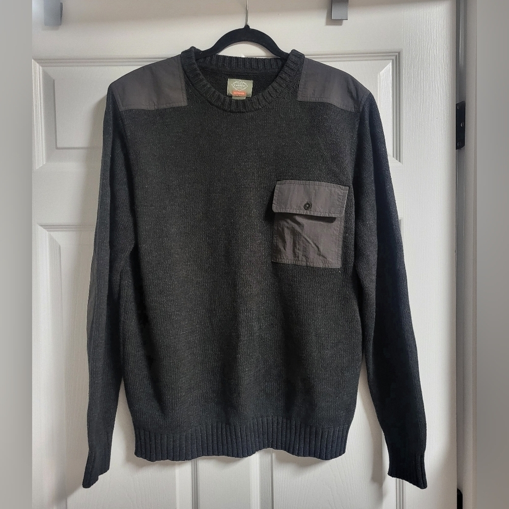 St John's Bay Outdoor Men's Gray Sweater with Nylon Pocket Size XL